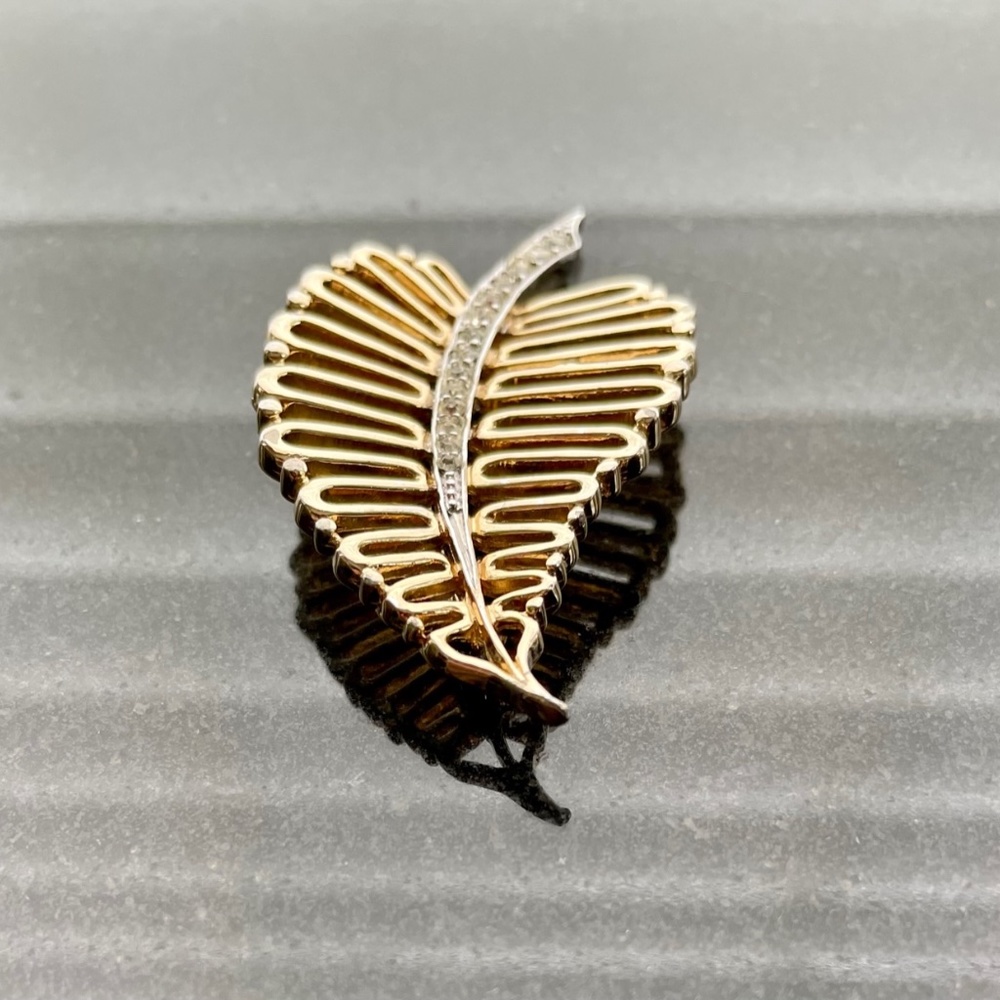 Marcel Boucher Vintage Signed and Numbered Clear Rhinestone Leaf Brooch